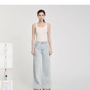 Sandro Denim Wide Leg Jeans with Silver Details